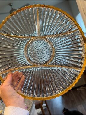 Jeanette Glass Serving Platter with Gold Trim - Elegant Kitchen Serving Plate
